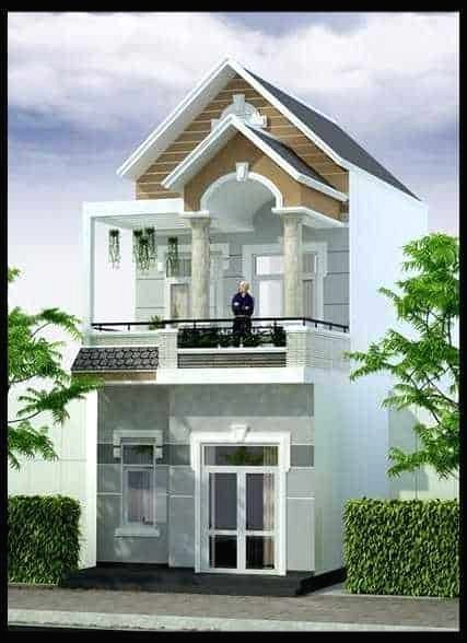 Mẫu nhà vuông 2 tầng mái thái