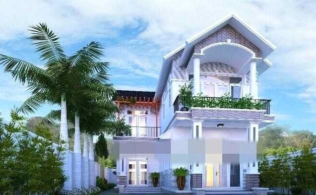 Mẫu thiết kế nhà 2 tầng chữ L mái thái