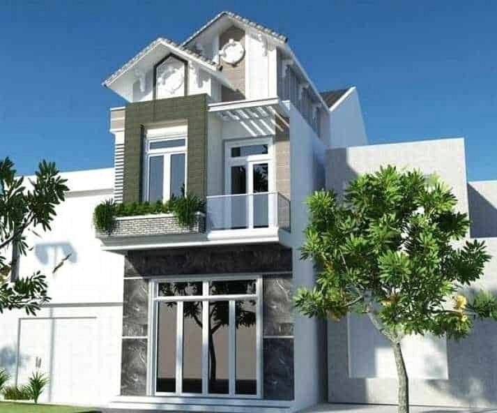 Mẫu thiết kế nhà 2 tầng 4 phòng ngủ mái thái có 1 tum